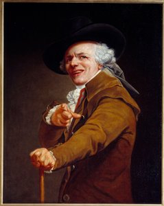 Selvportrett av kunstneren under trekkene til en spotter Maleri av Joseph Ducreux (1735-1802) 1802 Søn. 0,91x0,72 m - Selvportrett av kunstneren med et hånende ansikt. Maleri av Joseph Ducreux (1735-1802) 1802. 0,91 x 0,72 m. Louvre-museet, Paris