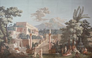 Tapetdesign som viser Telemachus av Joseph Dufour