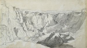 Carclase Tin Mine i Cornwall, ca. 1810 (blyant med vask på papir) av Joseph Farington