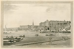 Utsikt over Somerset Place, Adelphi, osv. fra tempelhagen av Joseph Farington