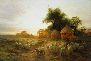 Yon Yellow Sunset Dying in the West (olje på lerret) av Joseph Farquharson