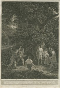 Boscobel - The Royal Oak: gravering, april 1800 av Joseph Farrington