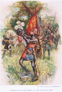 Edward, The Black Prince at the Battle of Crecy, illustrasjon fra 
