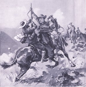 Fangsten av Field-Cornet Swanepoel, illustrasjon fra After Pretoria: The Guerilla War, 1902 av Joseph Finnemore