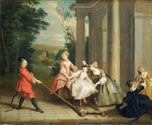 Barn som leker med en hobbyhest, ca. 1741-47