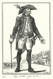 Hva i helvete gjør du der? (gravering) av Joseph Franz von (after) Goez