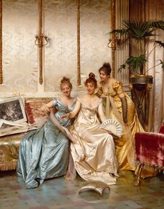 Three Beautiful Connoisseurs (olje på lerret)