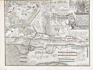 Kart over slaget ved Poltava 27. juni 1709 av Joseph Friedrich Leopold