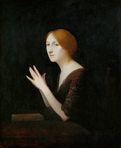 Marguerite Moreno (maleri på tre) av Joseph Granie