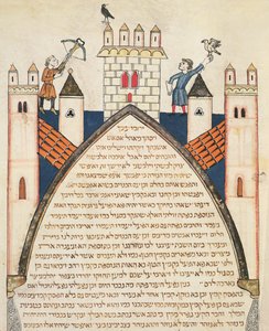 Jakt med falker, illustrasjon fra den jødiske Cervera-bibelen, 1299