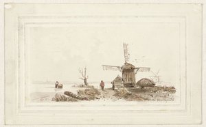 Landskap med mølle