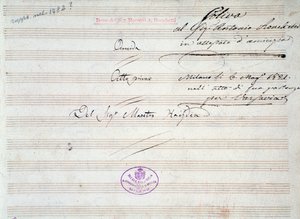 Første side av musikalsk partitur av menuetten i Armida av J Haydn (1821) av Joseph Haydn