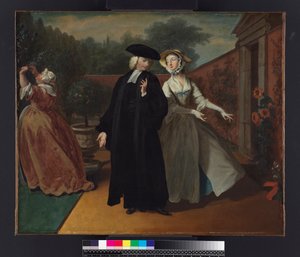 Pamela viser Mr Williams et gjemmested for brevene hennes, fra `Pamela: or Virtue Rewarded' av Samuel Richardson (1689-1761) publisert 1740, ca. 1744