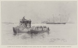A Novel Way of Travelling, prinsen av Wales lander fra Osborne ved Mount Edgcumbe Park, lørdag 27. august av Joseph Holland Tringham