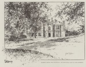 Dalmeny House, nær Edinburgh, Midlothian-setet til Lord Rosebery av Joseph Holland Tringham