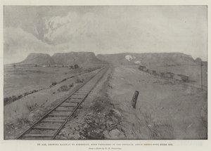 De Aar, viser Railway to Kimberley, med Tafelberg i det fjerne, omtrent trettifem mil unna av Joseph Holland Tringham