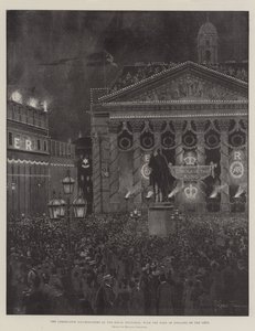 The Coronation Illuminations på Royal Exchange, med Bank of England til venstre av Joseph Holland Tringham