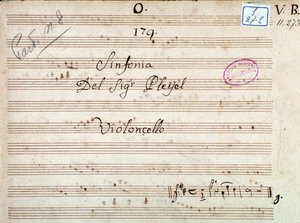 Første side med partitur av en symfoni i D-dur av Pleyel av Joseph Ignace Pleyel
