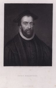 John Bradford , engelsk protestantisk martyr (gravering)