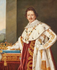 Portrett av Ludwig I av Bayern 1786-1868 i salvekappe. av Joseph Carl Stieler