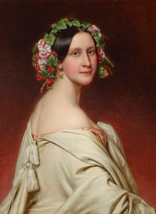 Portrett av skuespillerinnen Charlotte von Hagn 1809-1891, 1850. av Joseph Carl Stieler