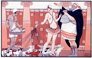Three Prix Féminins - Pris av lille gammel bestemor fra en stor familie - illustrasjon fra la Vie Parisienne 1919 av Joseph Kuhn-Regnier