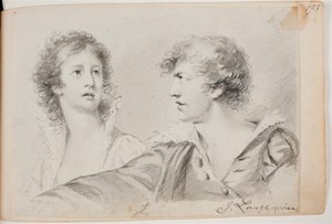 Portrett av en kvinne og en mann (Ophelia og selvportrett som Hamlet?) av Joseph Lange
