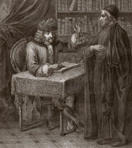 «Voltaire og munken - VOLTIER, Francois-Marie Arouet - med et presteskap. Voltaire og en prest (religion) - Gravering av Joseph Lante - 1764 av Joseph Lante