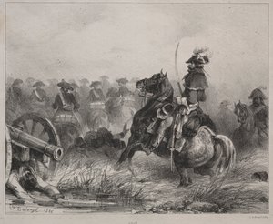 Kavaleriscene, 1836. av Joseph Louis Hippolyte Bellange