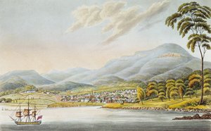 Utsikt over Hobart Town, 1824 av Joseph Lycett