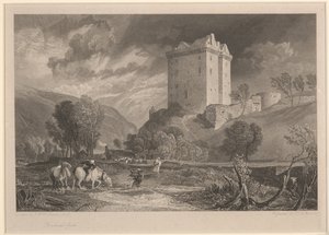 Borthwick Castle (Provincial Antiquities and Picturesque Scenery of Scotland), gravert av Henry Le Keux (1775-1851)