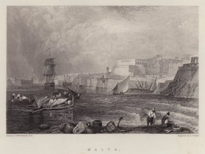 Malta (farge litho) av Joseph Mallord William (after) Turner