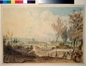 En utsikt over Oxford fra sørsiden av Headington Hill, 1803-04 (wc over grafitt, med noen riper ut)