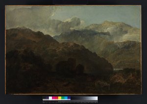 Ben Lomond Mountains, Skottland: The Traveler - Vide Ossians War of Caros, ca. 1799-1800 (olje på lerret) av Joseph Mallord William Turner