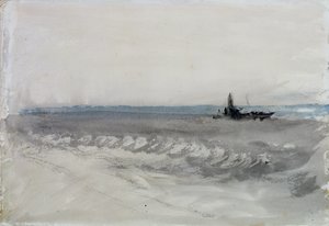 Grey Sea, Boat Running Ashore, ca. 1840 (akvarell på papir) av Joseph Mallord William Turner