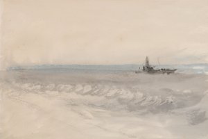 Grey Sea, Boat Running Ashore, ca. 1845-50 (akvarell på papir) av Joseph Mallord William Turner