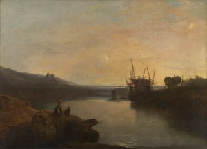 Harlech Castle, fra Tygwyn Ferry, Summer's Evening Twilight [1799, Royal Academy of Arts, London, utstillingskatalog] av Joseph Mallord William Turner