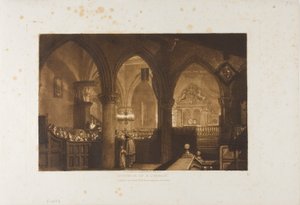 Interiør i en kirke, plate 70 fra Liber Studiorum av Joseph Mallord William Turner