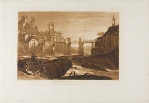 Lauffenbourgh ved Rhinen, plate 31 fra Liber Studiorum av Joseph Mallord William Turner