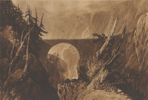 Lille Djevelbro over Reuss ovenfor Altdorf, Sveits av Joseph Mallord William Turner