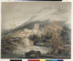 Llanthony Abbey, Monmouthshire (akvarell på hvitt papir) av Joseph Mallord William Turner