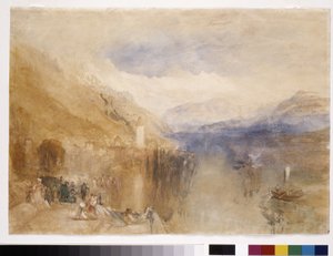 Oberhofen, Thunsjøen (akvarell på hvitt papir) av Joseph Mallord William Turner
