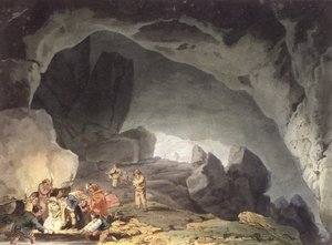 Peaks Hole, Derbyshire (fargegravering) av Joseph Mallord William Turner