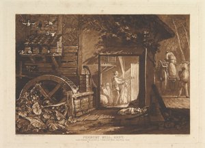 Pembury Mill, Kent Liber Studiorum, del III, plate 12, 10. juni 1808. av Joseph Mallord William Turner