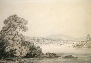 River Scene (penn, blekk og vask på papir) av Joseph Mallord William Turner