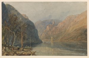 St Goarshausen og Katz slott, 1817 av Joseph Mallord William Turner