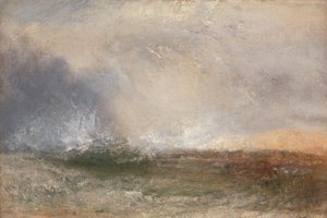 Stormfullt hav som bryter på en strand av Joseph Mallord William Turner
