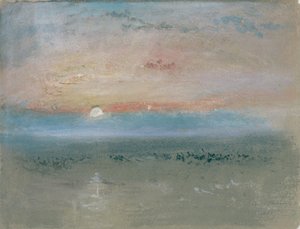 Solnedgang, ca. 1830 (wc og gouache på grått papir)