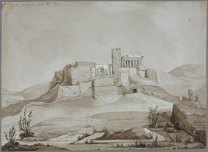 Akropolis fra Pnyx, Athen, Hellas. av Joseph Mallord William Turner