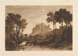 Slottet over Meadows Liber Studiorum, del II, plate 8, 1808. av Joseph Mallord William Turner